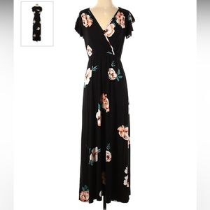 Never Worn, Black Floral Maxi Dress, Perfect Condition, Size Small